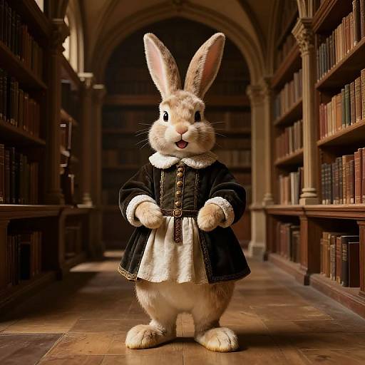 Easter Bunny in Historical Library