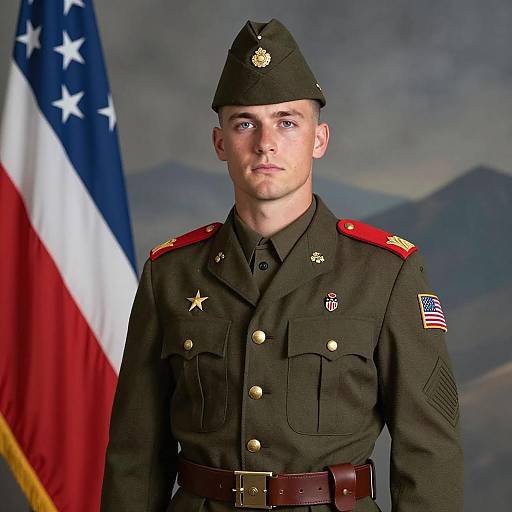 Young American Soldier in Historic Uniform