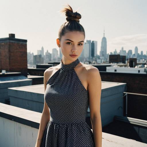 Chic Rooftop Fashion: Classic Top Knot