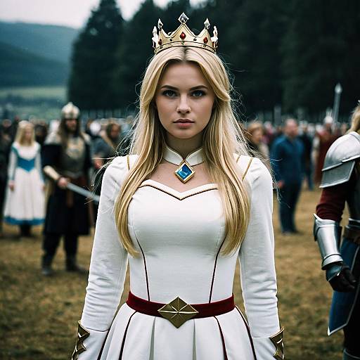 Medieval Queen with Crown and Armor
