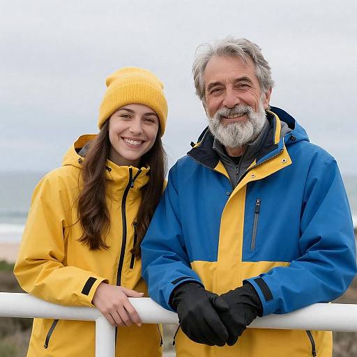 Smiling Older Man and Woman by Ocean