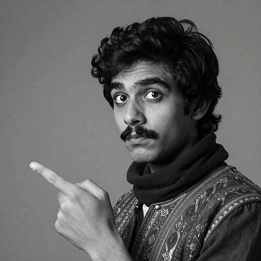 Intense Young Man in Ornate Garment