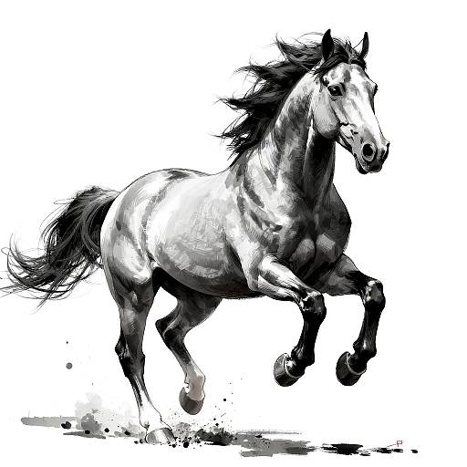 Dynamic Galloping Horse Digital Drawing