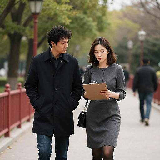 Couple in Park with Greenery Background