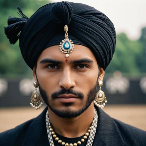 Indian Man in Traditional Turban and Jewelry