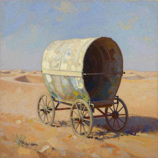 Surreal Desert Caravan Oil Painting