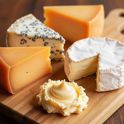 Close-Up of Assorted Cheeses and Spread