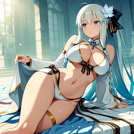 Illustration of Morgan le fay (water princess) (fate), fate/grand order in the style of Noeyebrow (mauve)