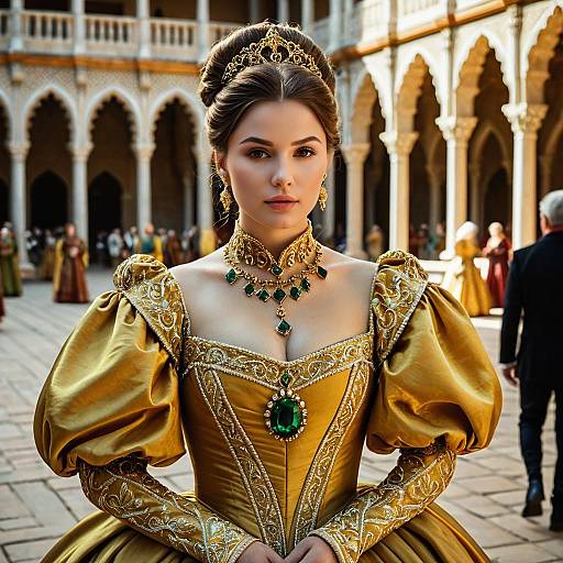 Regal Gold Dress in Medieval Fantasy