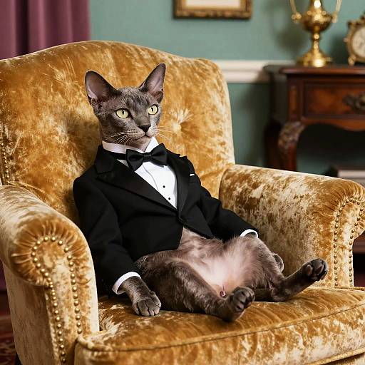 Dapper Cat in Vintage Lounge