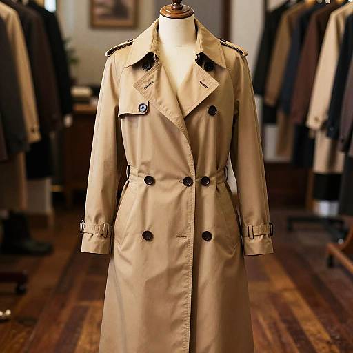 Elegant Trench Coat on Vintage Mannequin