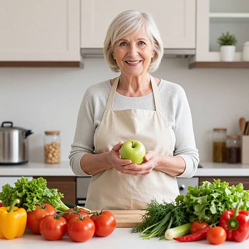 Smiling Senior Woman in Cozy Kitchen