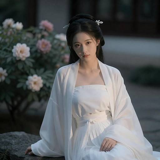 Volumetric Hanfu Portrait in Ancient Garden