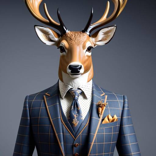 Anthropomorphic Deer in Classic Three-Piece Suit