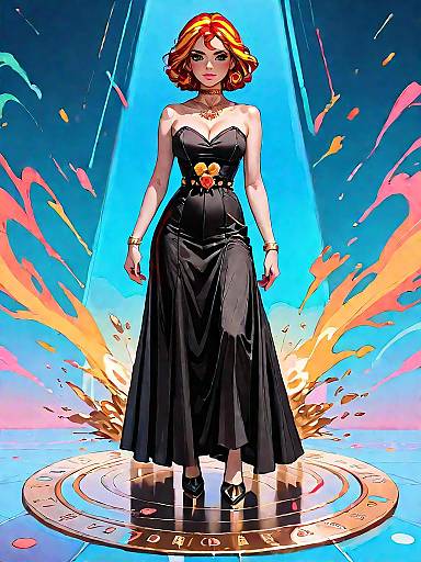 Woman in Black Strapless Evening Gown