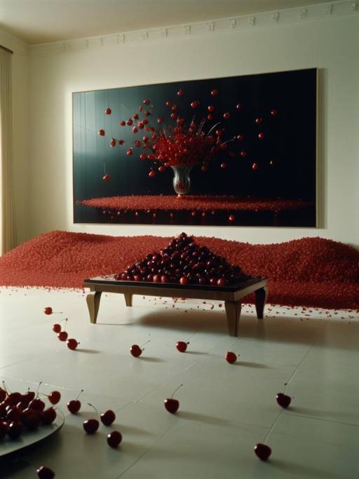 Artistic Cherry Installation in Modern Interior
