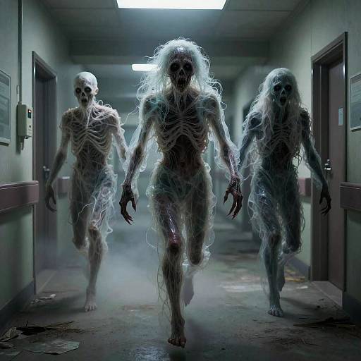 Ethereal Horror Monsters in Abandoned Hospital