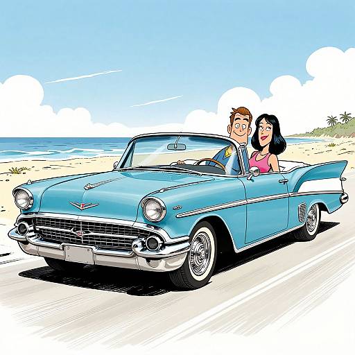 Vintage 1957 Oldsmobile Convertible at Beach