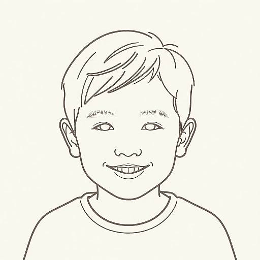 Minimalist One-Line Smiling Child Portrait