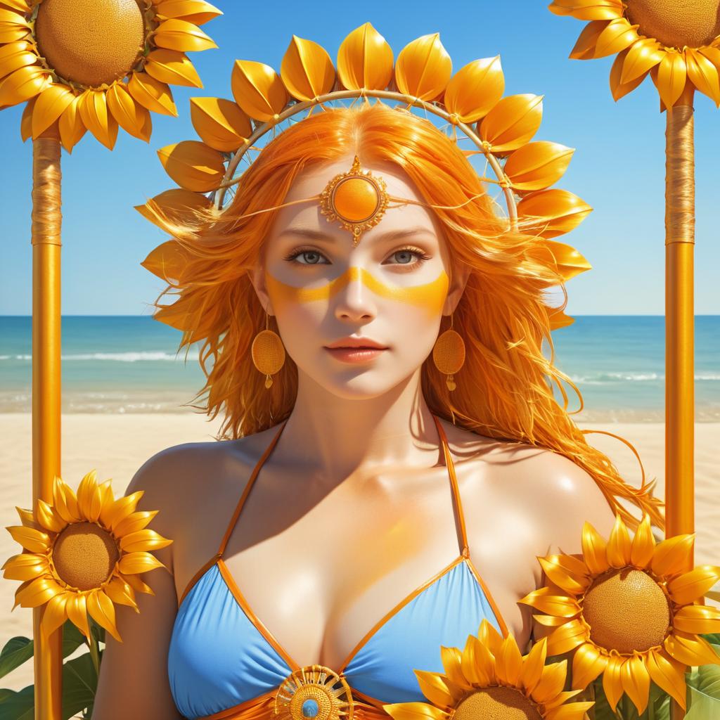 Radiant Sun Goddess in Golden Paradise