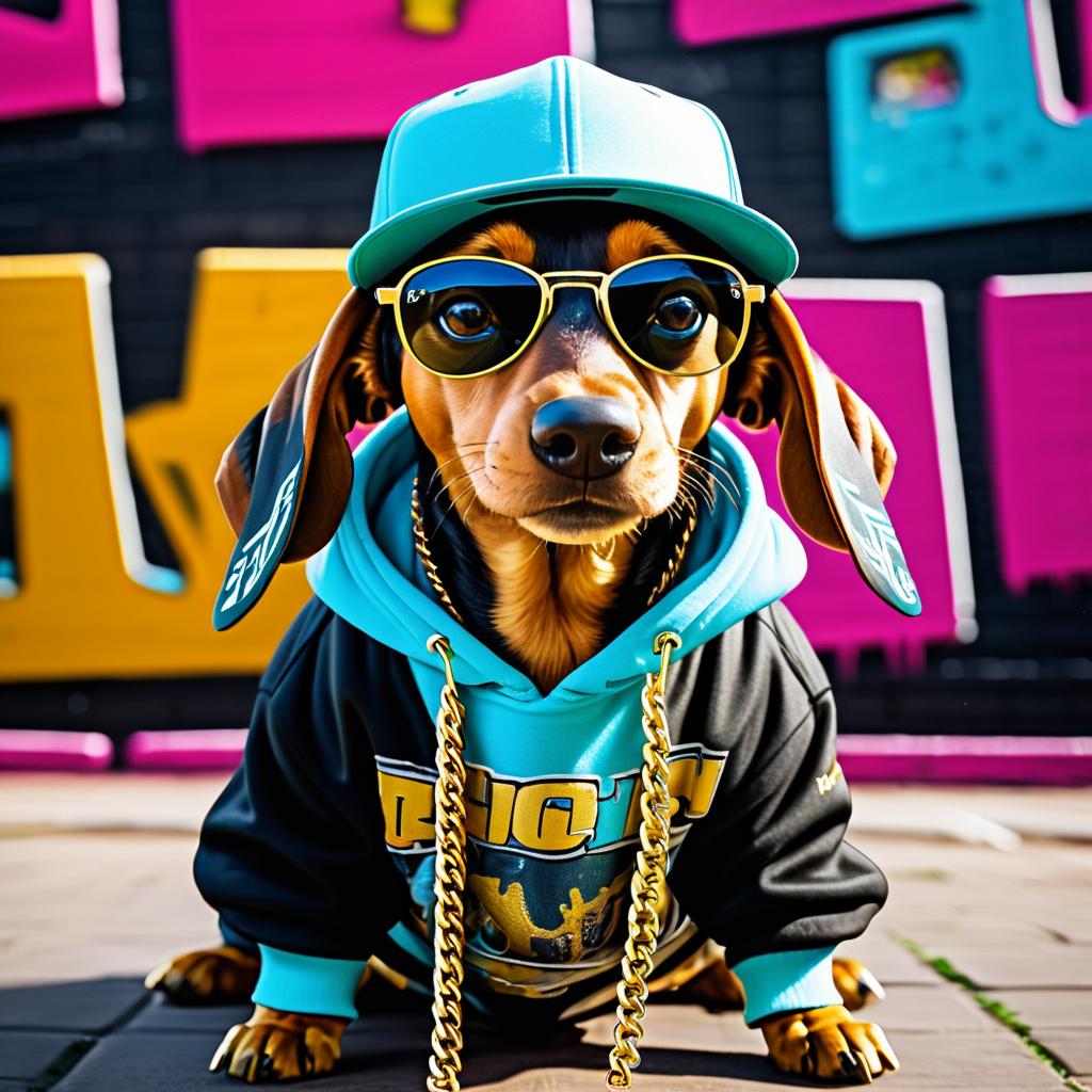 Dachshund in Hip-Hop Gangster Style