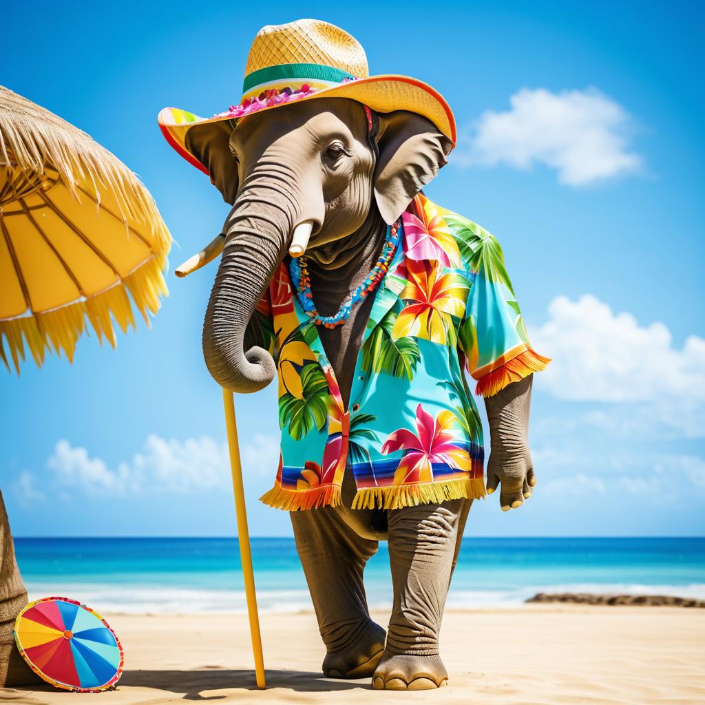 Colorful Elephant at the Beach