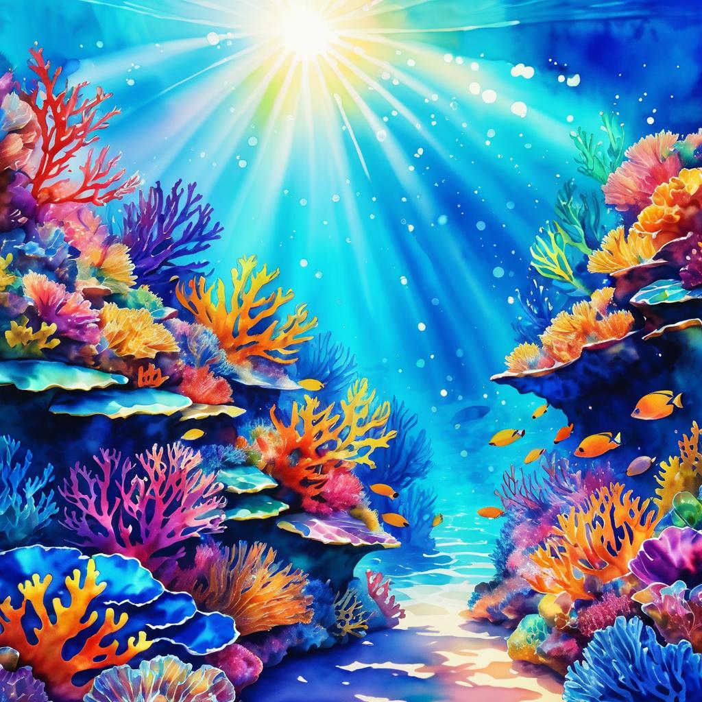 Vibrant Coral Reef Watercolor Art