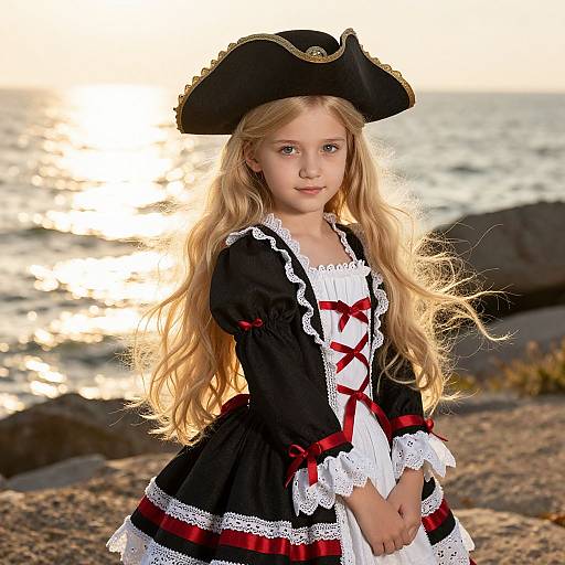 Elegant Blonde Pirate Girl by Sea