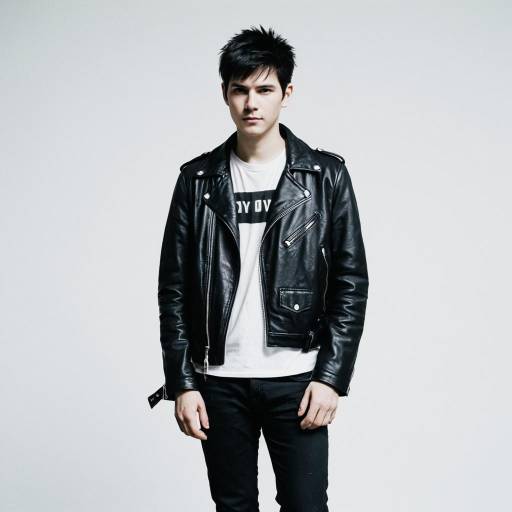 Young Man in Casual Punk Outfit