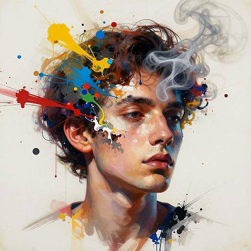 Surreal Face Dissolving in Paint