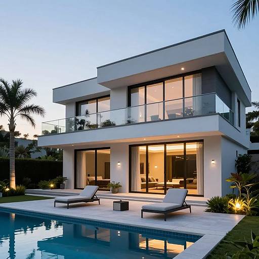 Modern Villa with Pool at Twilight