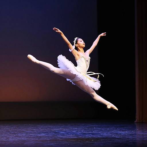 Boy Ballerina Leaping on Stage