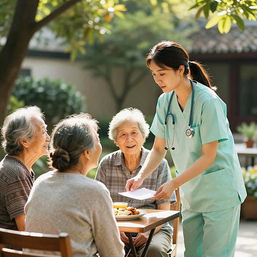 Nurse Caring in Serene Garden
