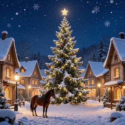 Magical Christmas Village at Night