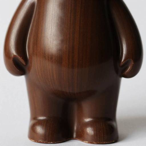Glossy Chocolate Figurine with Wood Grain Texture