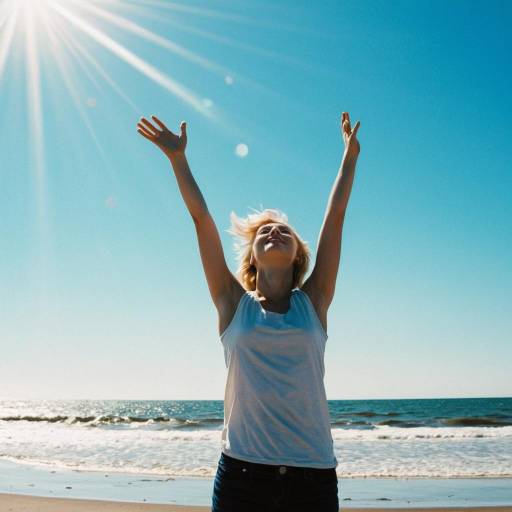 Androgynous Person Enjoying Sunny Beach
