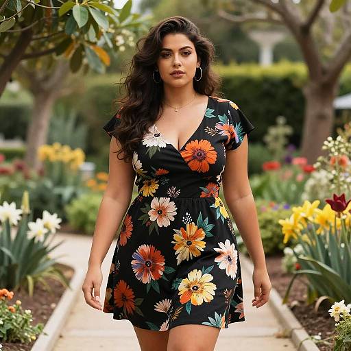 Curvy Woman in Floral Dress