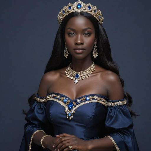 Elegant Dark-Skinned Maid in Blue