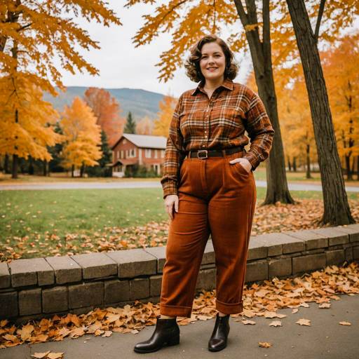 Woman in Autumn Outfit with Corduroy Pants