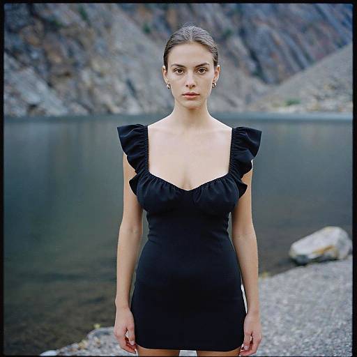 Elegant Woman by Mountain Lake