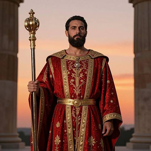 Regal Man in Ornate Royal Robe