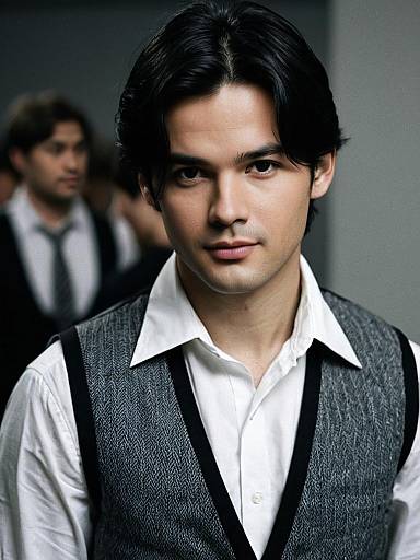 Young man in white shirt and grey vest