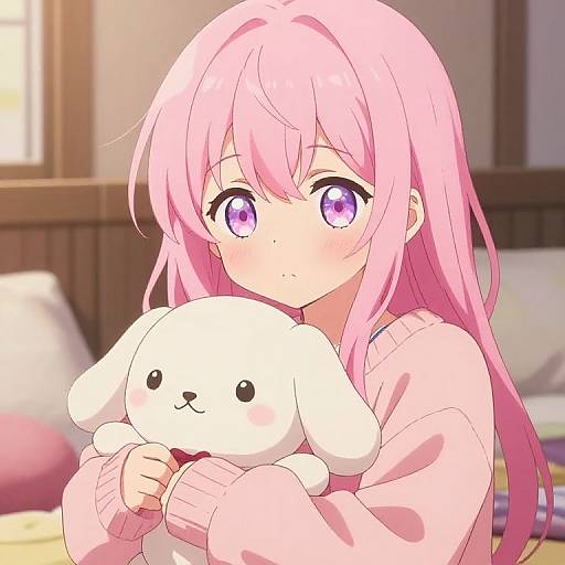 Cozy Femboy Anime with Plushie
