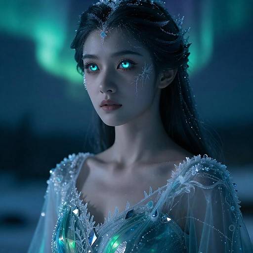 Aurora Ice Enchantress with Glacial Opal Eyes