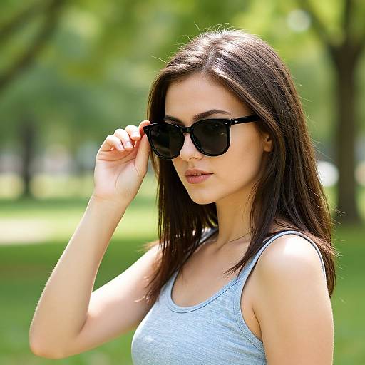 Stylish Young Woman with Sunglasses