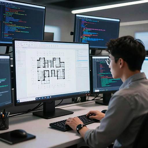 AI-Generated DWG Files in Futuristic Office