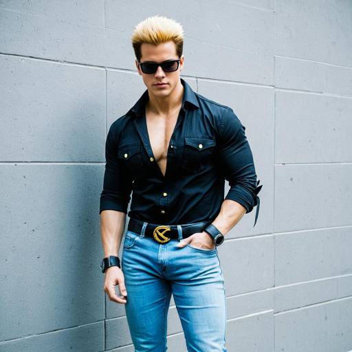 Stylish Cosplay Outfit with Black Shirt and Light Blue Jeans