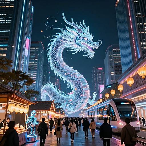 Futuristic Chinese City Nightscape