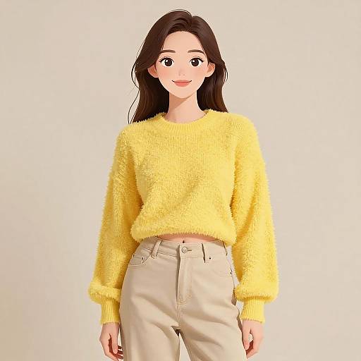 Smiling Woman in Casual Chic Outfit