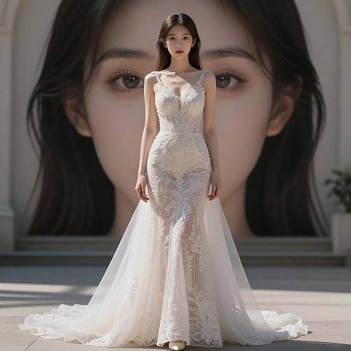 Elegant Bridal Gown with Floral Lace